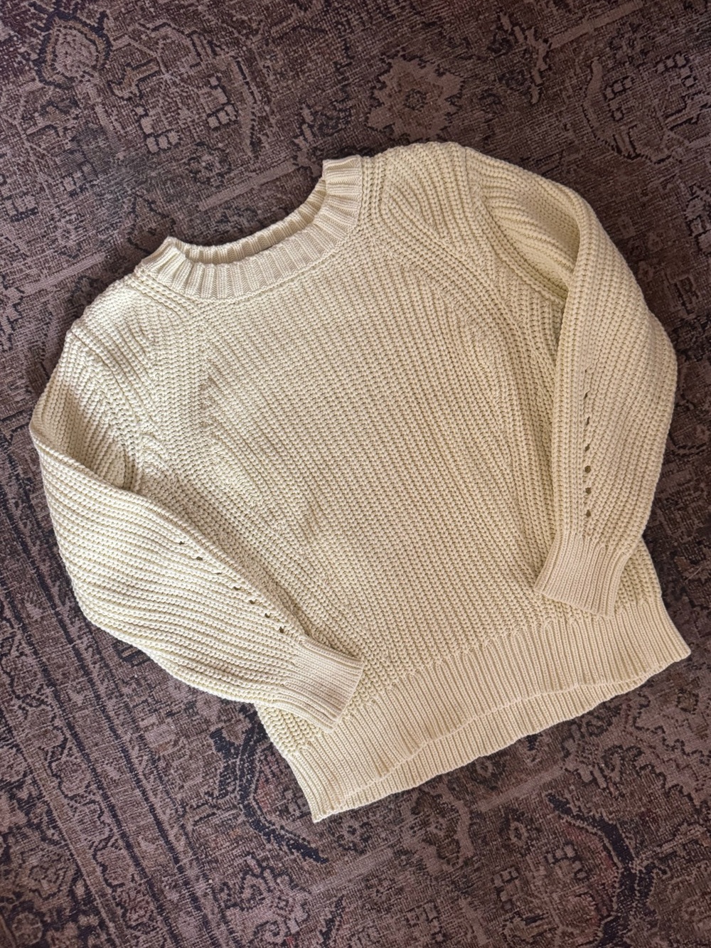 EVERLANE Texture Cotton Crew Sweater Medium Light Citron Yellow
